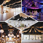 4 Panels 5ft(W) x 20ft(H) Black Ceiling Drapes for Wedding Parties - Image 4