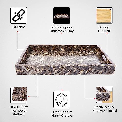 Handicrafts Home Resin Inlay Decorative Serving Ottoman Tray,17x11 - Image 3
