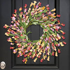 24" Spring Wreaths for Front Door Not Withering Artificial Floral Wreath with Wildflowers Summer Decorations for Indoor Outdoor Window Wall Farmhouse Porch Easter Home Decor Red Orange Purple by MSMUH