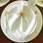 Bodrum Pearls Round Embroidered Placemats Set of 4 – 15" Elegant Table Mats for Dining, Weddings & Special Occasions, Decorative, Wipe-Clean Vinyl Placemats, Pure White/Gold & Silver - Image 4