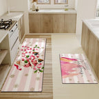 Merry Christmas Kitchen Rugs and Mats Set of 2,Pink Christmas Trees Santa Claus Joy Xmas Winter Holiday Sink Floor Mat Non Skid Washable for Home Farmhouse Christmas Decor 17"x47"+17"x30" - Image 4