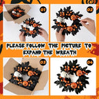 6 PCS Mini Halloween Cabinet Wreath Gothic Skeleton Leaves Wreath Decor - Image 4