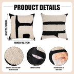 Oudain Tufted Pillow,Classic Style,Black,White,18 X 18 Inch - Image 2