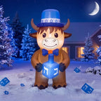 Thenshop 4 ft Hanukkah Inflatable Highland Cow Hold Dreidel LED Yard Decor - Image 4