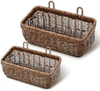 AceList Wall Hanging Basket, Boho Style Hand-Woven Hanging Storage Baskets - Set of 2, Ideal for Boho Room Decor, Kitchen, Garden, and Living Room(Brown) by AceList