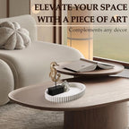 Oval Tray for Coffee Table Decor, 13" Concrete Coffee Table Tray, White - Image 6