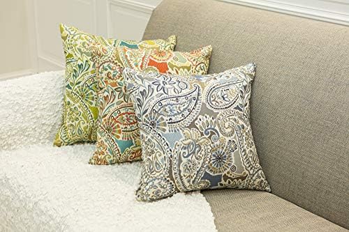 Mika Home Pack of 2 Decorative Accent Throw Pillow Cover Sham Cushion Case,Paisley Pattern,20x20 Inches,Green Brown Cream Multicolor - Image 6