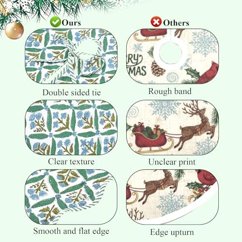 Ridhi Sea Green Hand Block Print Cotton Christmas Tree Skirt 40 Inch - Image 4