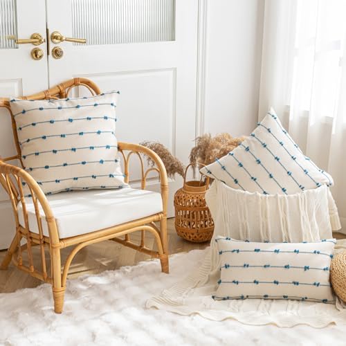 YEENAASY Boho Throw Pillow Covers 22x22 Set of 2 Farmhouse Pillow Cases - Image 4
