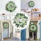 26 Inch Hydrangea Summer Wreaths for Front Door, Green Hydrangea Wreath - Image 3