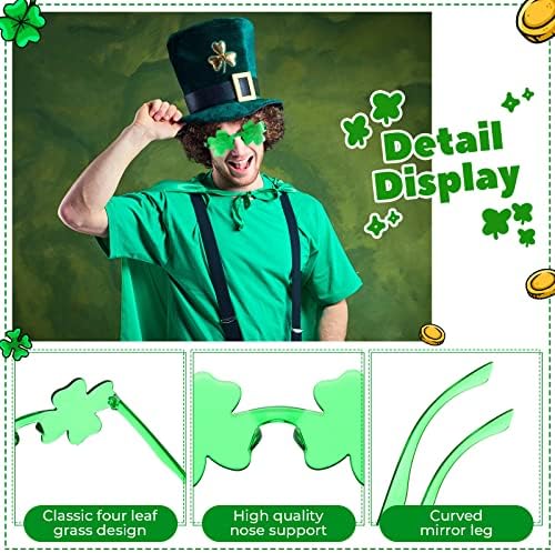 50 Pairs St Patricks Day Accessories Irish Shamrock Glasses Green Clover Design Lucky Plastic Glasses for Women Men Party Props Decorations Favor - Image 5