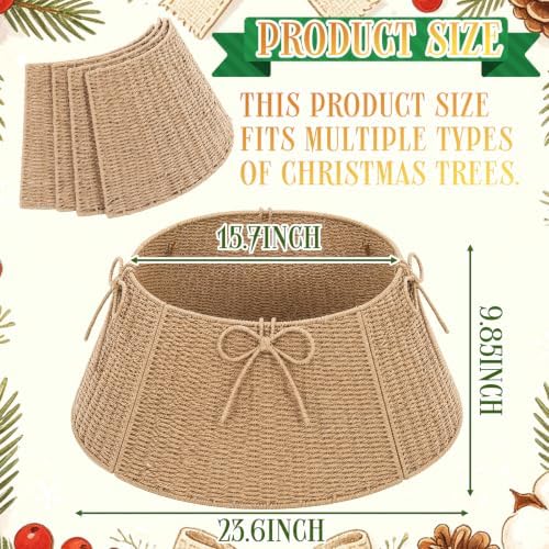 Foilswirl 24 Inch Christmas Tree Collar Wicker Tree Skirt Stand Base - Image 2