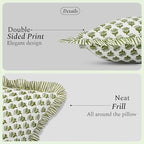 CPC Block Print Ruffle Throw Pillow Cover Emerald Green 16"x16", Pack of 2 - Image 2