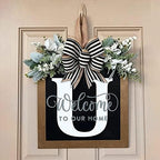 16'' Personalized Last Name Welcome Sign, Door Wreaths for Front Door Outside, Spring Wreath for Front Door Decor, Farmhouse New Home Gifts for Home (U) - Image 2