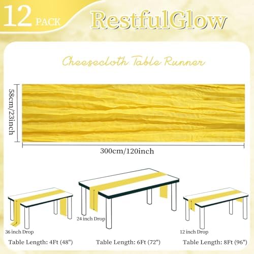 12 Pack Yellow Cheesecloth Table Runner 10Ft 23 x 120 Inch - Image 2