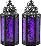 Vela Lanterns Decorative Indoor Gothic Candle Holders, Purple, M, 2-Pack by VelaCandleLanterns