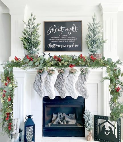 Lvydec Christmas 6Ft Pine Christmas Garland, Realistic Artificial Faux Greenery Garland with Berry and Eucalyptus Leaves Cypress Garland for Mantle Holiday Fireplace Winter Decor - Image 2