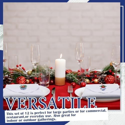 HunnmingRe 12 Pcs Christmas Blue and White Cloth Napkins, 17x17 Inch - Image 5