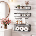 Fixwal Wall Mounted Bathroom Shelves Over Toilet (3+1 Gray) - Image 4