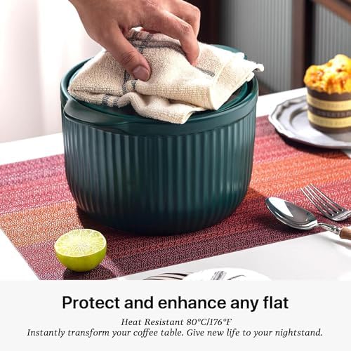 LEXMORE PlaceMats Set of 12 Vinyl/Plastic Woven Place Mats for Kitchen Table Indoor/Outdoor Washable PlaceMat Wipeable Dining Table Mats(Pomegranate Parade) - Image 5