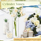 Nuogo 90 Pcs Plastic Cylinder Vases Tall Plastic Flower Vases for Centerpieces Hurricane Candle Holder for Home Wedding Office Party Formal Dinners Decorations (4''/6''/8'') - Image 4