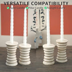Travertine Marble Candlestick Holders - Set of 2 Stone Candle Sticks Holder Decor, Decorative Modern Candle Stands Multi-Purpose for Taper/Pillar/Tealight/Scented Candles - Image 6