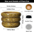 SQOWL Ceramic Flower Pots - 10 Inch Plant Pot Indoor with Drainage Hole, Round Bubble Planter for Outdoor Plants, Decorative Ceramic Plant Pot, Porch Home House Decor, House Warming Gifts, Yellow - Image 3