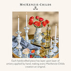 MACKENZIE-CHILDS Enamel Pillar Candlestick, Candle-Holder Decor, Medium, Light-Blue-and-White Sky Check - Image 6
