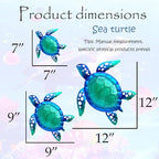 JOYBee Sea Turtle Wall Art Decor, Metal & Glass Sea Life Nautical Home Wall Hanging Decor,Ocean Theme Coastal Decorations for Indoor Outdoor Bathroom and Garden-Blue（Set of 3） - Image 4