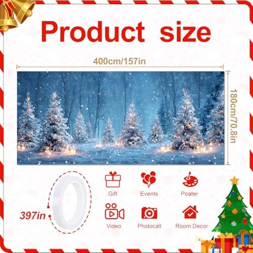 Winter Wonderland Garage Door Banner – Snowy Forest with Candlelight Scene – Holiday Outdoor Decoration for Home or Events - Image 2