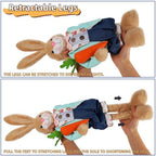 Glintoper 2 Pack Easter Decorations Standing Bunny with Stretchable Legs, 21" to 26" Brown Rabbits Couple Figurine, Party Favor Photo Props Gifts for Office Kitchen Farmhouse Front Door Spring Home - Image 3