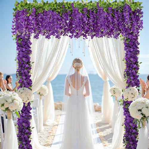 U'Artlines 10Pcs 7.2 Ft/Piece Artificial Wisteria Garland Purple - Image 3