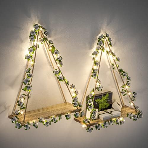 RICHER HOUSE Hanging Floating Shelves No Drill, Macrame Plant Wall Shelf - Image 3