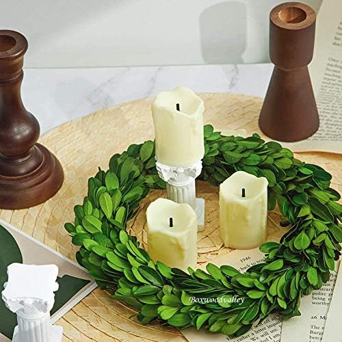 Boxwood Wreath 10" Mini Country Manor Wreath with Silk Ribbon Green Decor for Home, Farmhouse - All Seasons Wreath Christmas Wreath - Image 3