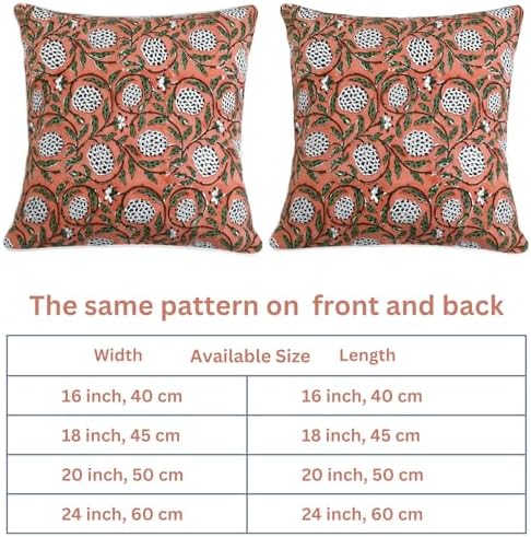 Ridhi Block Print Dark Salmon Pink Pillow Cover 18" x 18" (Pack of 2) Decorative Couch Pillows for Living Room, Chic Boho Cute Outdoor Pillows Covers Gifts for Spring, Easter and Valentine - Image 5
