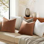 JUSPURBET 28x28 Euro Velvet Throw Pillow Covers Set of 2,Mocha Mousse - Image 2