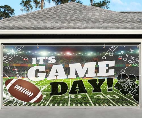 Football Themed Garage Door Cover Banner Decorations, Football Field Outdoor Car Garage Door Murals Buddy Decorations 13 X 6 Ft - Image 2