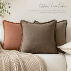 Foindtower Decorative Linen Fringe Throw Pillow Covers 24×24 Light Brown - Image 5