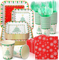 350 Pcs Christmas Paper Plates and Napkins Set Disposable Serve 50 by Suttmin