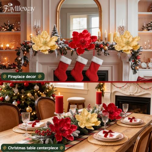 8PCS Large Christmas Magnolia Flowers for Christmas Tree Wreath - Image 5