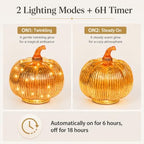 Gold Mercury Glass Pumpkin Light with 2 Lighting Modes and 6-Hour Timer, 5.5 x 6 Inch Battery Operated Fall Decor for Thanksgiving and Christmas Table Centerpiece - Image 4