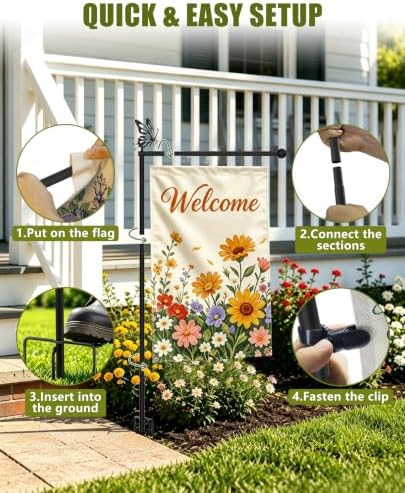 Heavy Duty Garden Flag Holder with 5-Prong & Butterfly, 12x18 Flag - Image 5