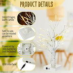 Macarrie 8 Pcs 18 in Lighted Birch Trees Christmas Wedding Decor, White - Image 3