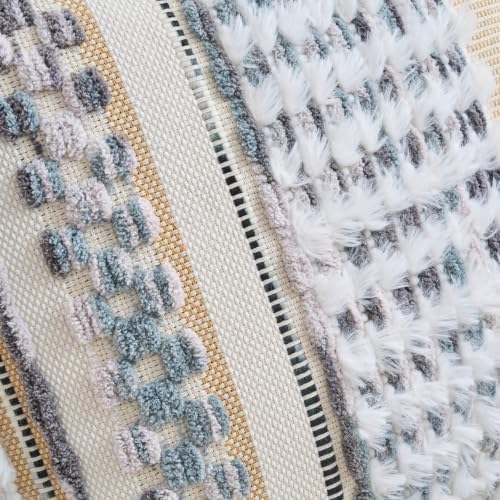 Chenille Striped Textured Boho Throw Pillow Covers Aesthetic with Tassels Woven Decorative Pillow Case for Couch Bed Sofa Bedroom Modern Funky (Grey, 18" x 18" (Pack of 2)) - Image 4