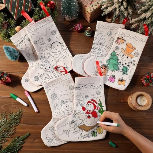 Zhanmai 24 Pcs Color Your Own Christmas Stocking Kit, Snowman - Image 3