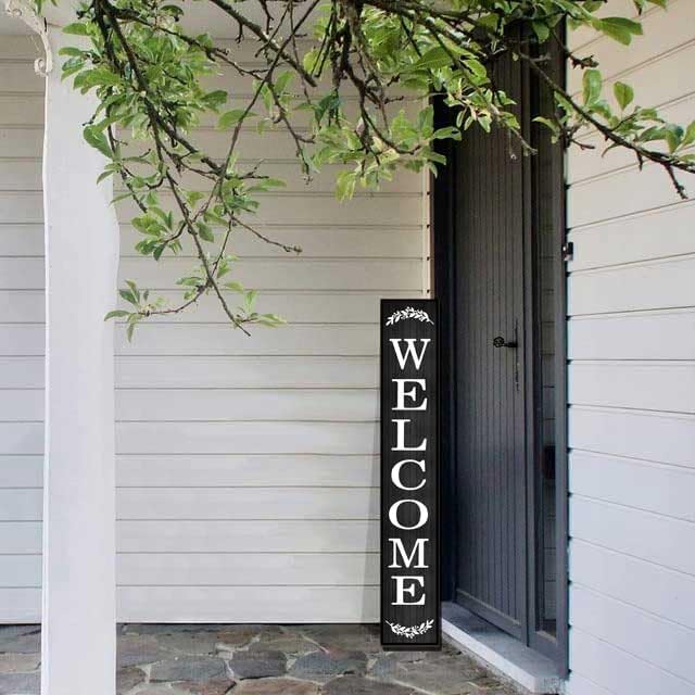64 * 8 Inch - Welcome Sign for Front Door - Rustic Wood Plank Set, Standing/Hanging Porch Decor, Large, Indoor/Outdoor - Image 2