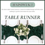12 Pack 120 Inch Dark Green Cheesecloth Table Runner Boho Rustic Gauze Sheer Romantic 10 FT Long Cheese Cloth Table Runner for Bridal Baby Shower Wedding Party Birthday Holiday Home Easter Decor - Image 4