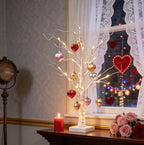 2Pack Valentines Day Decor Lighted Birch Tree with Heart-Shaped Ornaments,USB&Battery Operated Light Up Artificial Tree for Home Indoor Party Valentines Day Decorations (Warm White) - Image 4