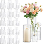 64 Pack Thick Glass Cylinder Vases 4,6,9,12 Inch Tall Clear Flower Vase Hurricane Floating Candle Holder for Table Centerpiece Wedding Home Decor by Homjoy