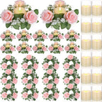 Yunlly 12 Pcs Rose Candle Rings with Candles Sets, Pink by Yunlly